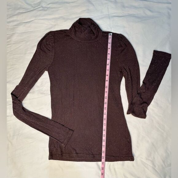 NWOT Project Social T Mockneck Glitter Sparkle Top Purple Long Sleeve Stretch M - Picture 10 of 12